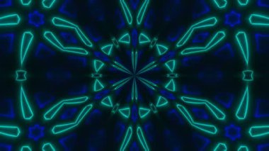 Güzel soyut simetri kaleydoskop parlak neon ile hat, 3d render zemin, bilgisayar üreten arka plan