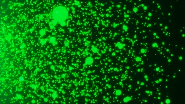 Nombreuses petites particules vertes abstraites dans l'espace, fond abstrait généré par ordinateur, rendu 3D 