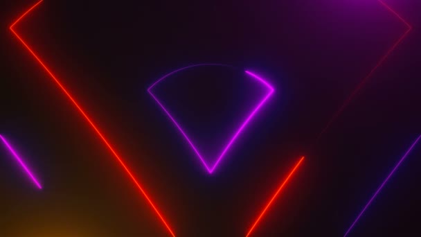 Multe triunghiuri de neon în spațiu, fundal generat de computer abstract, randare 3D — Videoclip de stoc