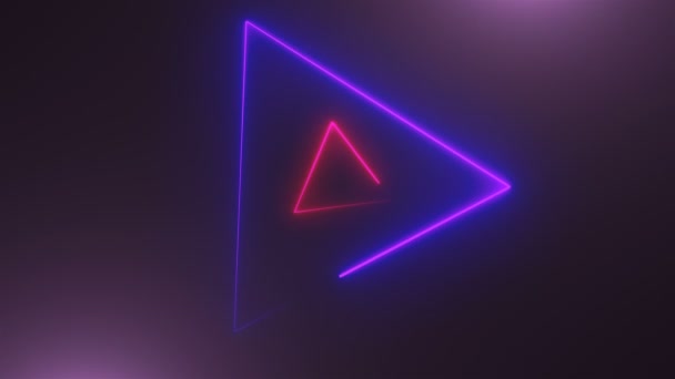 Molti triangoli al neon nello spazio, sfondo astratto generato dal computer, rendering 3D — Video Stock