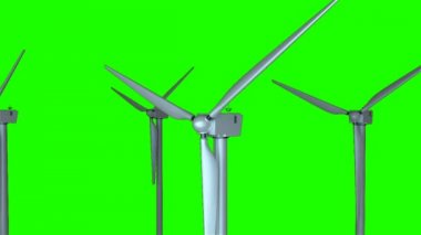 Arka plan, ekoloji tasarım için üreten bilgisayar dönen yel değirmenleri uzay, 3d render