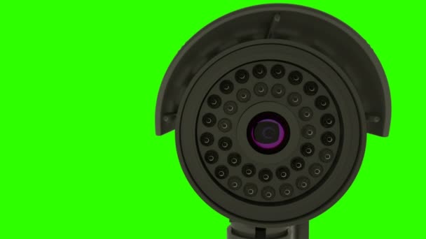 Сучасна обертова камера відеоспостереження, 3D візуалізація фону — стокове відео