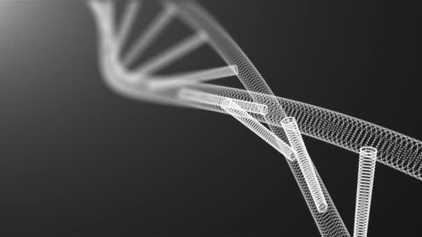 Astratto sfondo 3d con molecola di DNA con molti punti, concetto di scienza, illustrazione futuristica generata dal computer — Video Stock