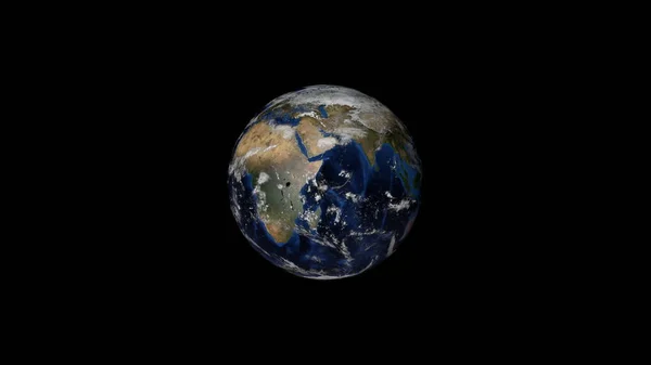 3d planeta terra com algumas nuvens, continentes diferentes, computador gerado renderizar fundo — Fotografia de Stock