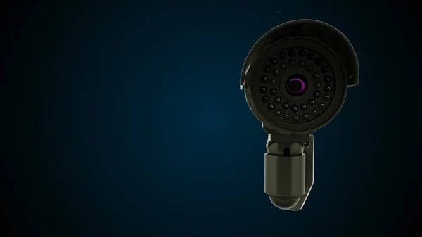 Современная вращающаяся камера видеонаблюдения, фон 3D рендеринга — стоковое фото