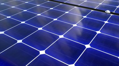 Güneş pili yüzey, 3d resimde güneş enerjisi üretimi teknolojisi, alternatif enerji bu
