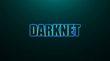 Letters of Darknet text on background with top light, 3d render background, computer generating clipart