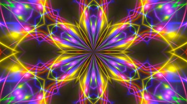 Zemin üreten bilgisayar fraktal parlayan ışıklar karanlıkta, 3d render