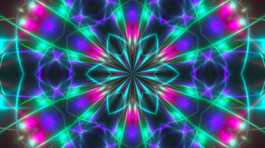 Zemin üreten bilgisayar fraktal parlayan ışıklar karanlıkta, 3d render