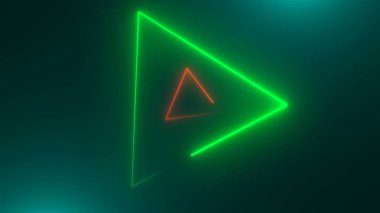 Birçok neon üçgen alanı, soyut bilgisayar oluşturulan fon, 3d render