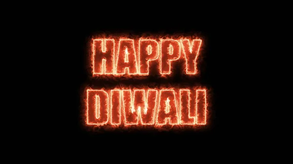 Lettere brucianti di testo Happy Diwali, sfondo di rendering 3d, generazione di computer per le vacanze design festivo — Foto Stock