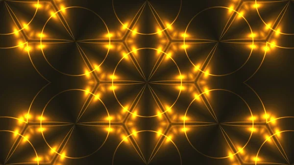 Wunderschönes abstraktes Kaleidoskop - fraktales goldenes Licht, 3D-Renderhintergrund, computergenerierter Hintergrund — Stockfoto