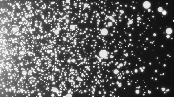 Nombreuses petites particules blanches abstraites dans l'espace, fond abstrait généré par ordinateur, rendu 3D — Photo