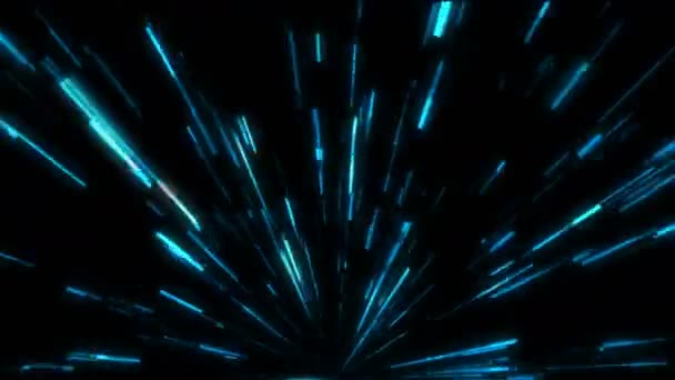 Глюки линии, путешествующие в темноте с высокой скоростью, 3D рендеринга компьютера фоновом режиме — стоковое видео