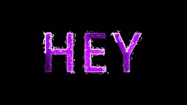 Горящие буквы Hey текста, 3D-рендеринг фона, компьютерная генерация для творчества — стоковое видео