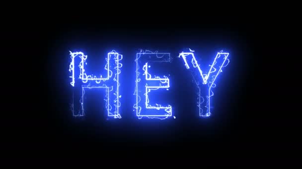 Горящие буквы Hey текста, 3D-рендеринг фона, компьютерная генерация для творчества — стоковое видео