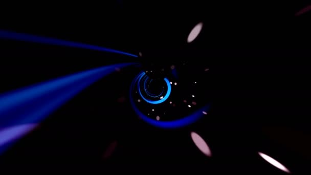 Túnel de remolino abstracto en el espacio oscuro, imitación de viaje en el universo, fondo generado por computadora, renderizado 3D — Vídeo de stock
