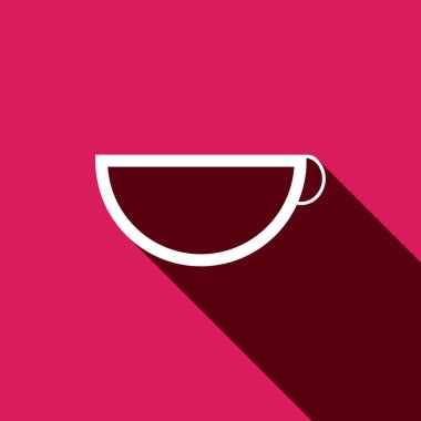 Beyaz düz Kupası simge uzun gölge ile. Vektör çizim