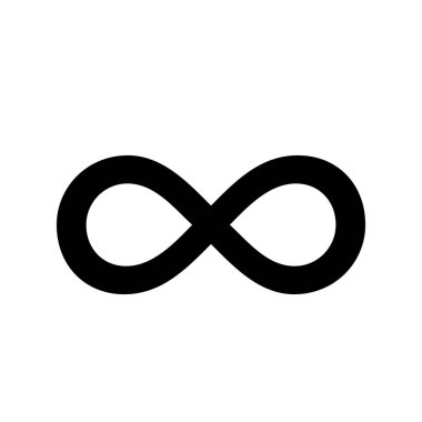 Beyaz arka plan üzerinde sonsuzluk simgesi Anahat basit örnek
