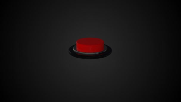 Pulsador redondo rojo bordeado por un anillo metálico - objeto de diseño, fondo de representación 3d — Vídeo de stock