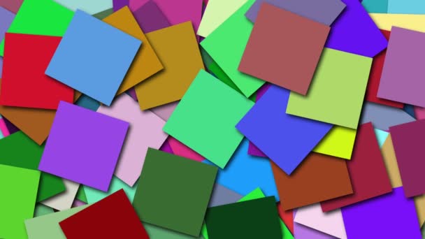 Viele farbige quadratische Formen sind auf der Oberfläche, 3D-Rendering-Computer generierten Hintergrund — Stockvideo