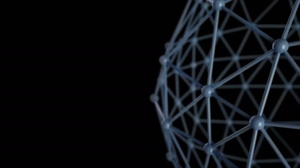3D-Darstellung des molekularen Gitters, Atome im Kristallgitter verbunden, Nahaufnahme, 3D-Darstellung — Stockvideo