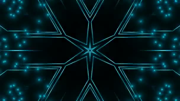 Абстрактные синие огни на фоне Эйдоскопа, 3D-рендеринг компьютерного фона — стоковое видео