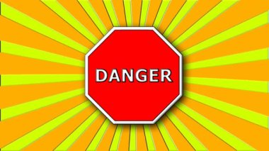 Tehlike işareti kırmızı ve çizgi film ışınları, dekorasyon için yaratıcı, Doğum 3d render zemin