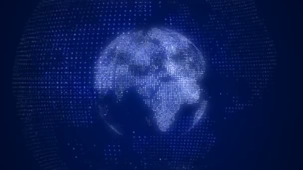 グローバル技術世界地図、平らな地球、地球世界のアイコン、3 d レンダリングの背景 — ストック動画