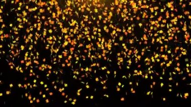 Uzayda, birçok parçacıklar, altın düşme konfeti kutlama 3d arka plan tatil için render