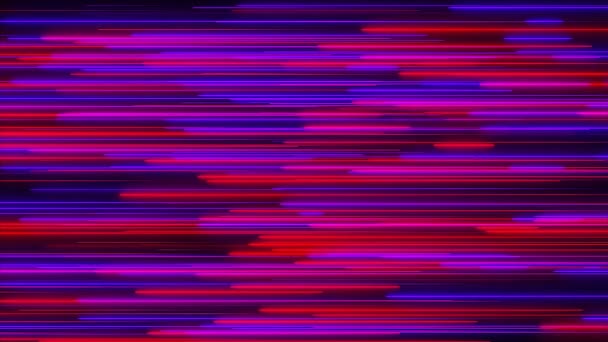 Många neon belysning linjer på svart, datorgenererade abstrakt bakgrund, 3d render — Stockvideo
