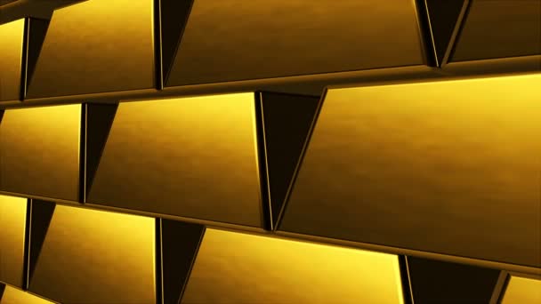 Many rows of golden bars as bank vault, computer generated abstract background, 3D render — Stock Video