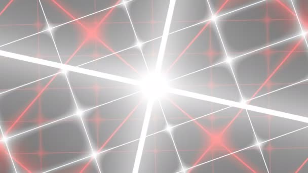 Moderní lesklé mřížka s neon světlé čáry, abstraktní computeru pozadí, 3d vykreslení — Stock video