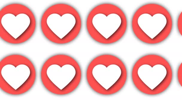 Rader av abstrakt platt hjärtan för valentin dag kreativa, 3d render datorgenererade bakgrund — Stockvideo