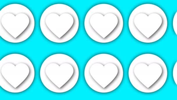 Filas de corazones planos abstractos para Valentín día creativo, 3d renderizar fondo generado por ordenador — Vídeos de Stock