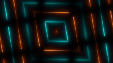 Güzel soyut simetri kaleydoskop parlak neon ile hat, 3d render zemin, bilgisayar üreten arka plan