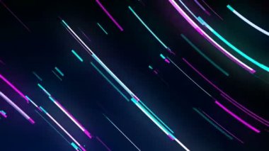 Parlak neon satırları döngü, modern neon teknolojisi, gece yolda, 3d oluşturulan bilgisayar zemin hareketinin immitation