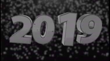 Eski film efektli 2019 retro metin, 3d render bilgisayar arka plan yeni yıl ve Noel tatilleri için oluşturulan