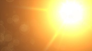 Ilık güneşin kırılması - ışınlar, gökyüzü ve uçan parçacıklar, modern soyut arkaplan, bilgisayar üretimi, 3D görüntüleme