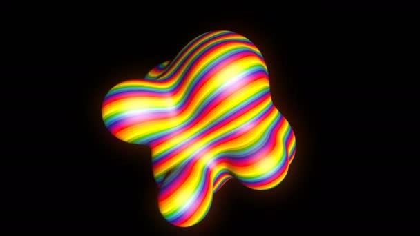 Abstracto metaball - forma orgánica con rayas de arco iris, renderizado 3D digital, diseño conceptual para la ciencia — Vídeos de Stock