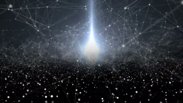 Galaxia con estrellas y polvo espacial en el universo con muchas líneas de conexiones, fondo futurista, fondo de renderizado 3d — Vídeo de stock