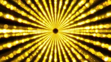 Altın parçacıkları hareket uzayı ve zamanı, bozulma alanı, 3d render zemin çözgü, tünel