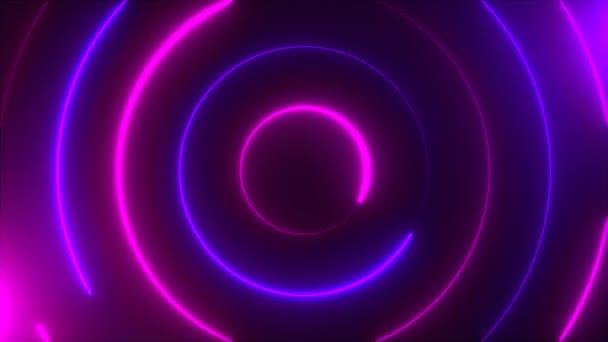 Cerchi astratti al neon a spirale, sfondo generato dal computer, sfondo di rendering 3D — Video Stock