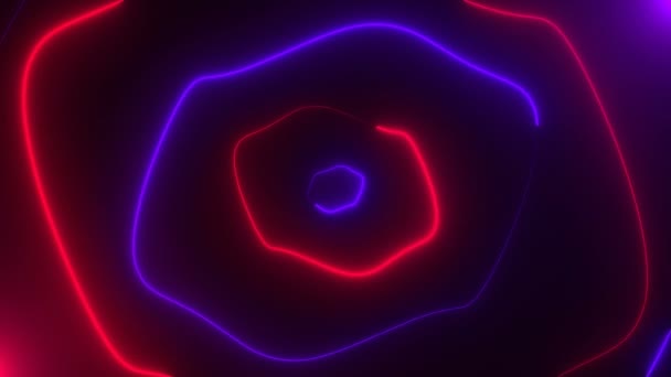 Neon willekeurige vormen met verlichting, 3d render achtergrond, abstract computer genereren — Stockvideo