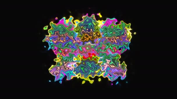 Абстрактный красочный фон с пульсирующим масляным пятном на черном, 3d рендеринга компьютера генерации — стоковое видео