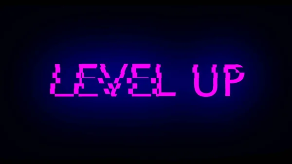 Letters of Level up text with noise on black, 3d render background, computer generating for gaming — Stock Photo, Image