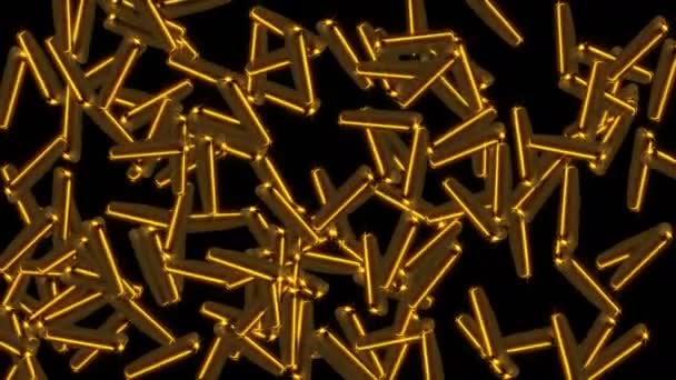 Many golden plates in space, computer generated abstract background, 3D render — Stock Video