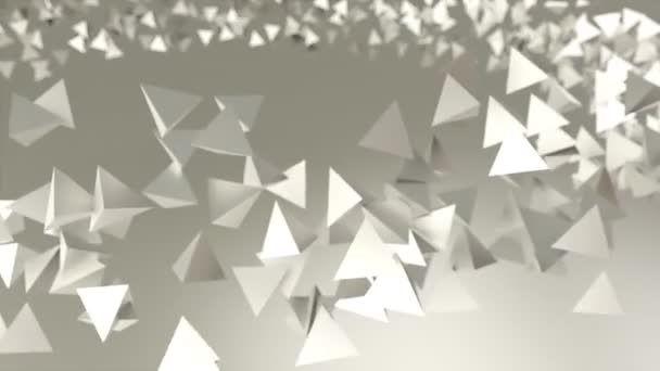 Muchas pirámides bajas caóticas de las formas polivinílicas para el fondo conceptual de la tecnología, representación 3D — Vídeos de Stock