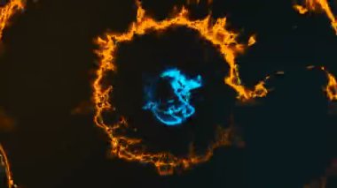 Enerji tüneli ile alev etkisi, modern Soyut 3d render yuvarlak arka plan, oluşturulan bilgisayar