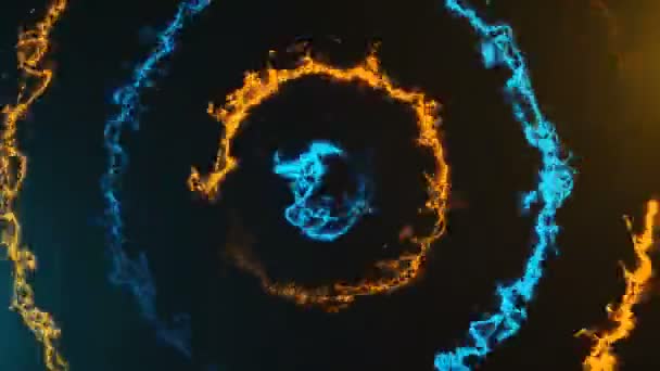 Energie tunnel ronde met vlam effect, modern abstract 3D-rendering achtergrond, computergegenereerde — Stockvideo